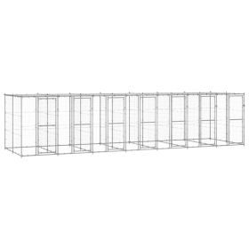 Dog Kennel Silver Galvanized steel, PE 182.7 sqft Tough