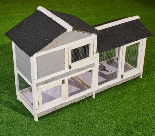 Chicken House; 58" Waterproof Wooden Animal Hutch; Indoor Outdoor Chicken Coop Rabbit Hutch Kit w/Roof; Garden Backyard Rabbit Cage/Guinea Pig Ho