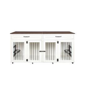 Heavy duty dog cage, suitable for medium to large dogs, furniture style cage, with double door pet house wooden cage, modern dog house furniture