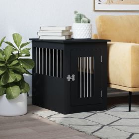 Dog Crate Furniture Black Engineered wood, Steel 17.7x24.4x23.2 in