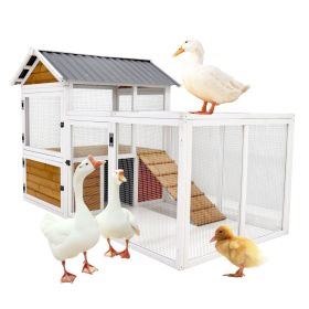 77"Large outdoor chicken coop Wooden chicken coop, duck coop with nest box, bird cage (Color: as Pic)